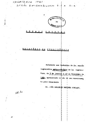 <BR>Data: 1961<BR>Responsabilidade: Senado Federal<BR>Endereço para citar este documento: ->www2.senado.leg.br/bdsf/item/id/242578