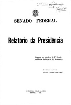 <BR>Data: 1981<BR>Responsabilidade: Senado Federal<BR>Endereço para citar este documento: -www2.senado.leg.br/bdsf/item/id/242608->www2.senado.leg.br/bdsf/item/id/242608