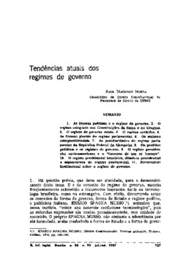 <BR>Data: 07/1987<BR>Fonte: Revista de informação legislativa, v. 24, n. 95, p. 127-140, jul./set. 1987 | Revista brasileira de estudos políticos, n. 66, p. 137-160, jan.  1988 | Revista da faculdade de direito da Universidade Federal de Minas Gerais, v. 