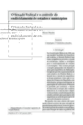<BR>Data: 07/2010<BR>Fonte: Revista de informação legislativa, v. 47, n. 187, p. 173-180, jul./set. 2010<BR>Parte de: ->Revista de informação legislativa : v. 47, n. 187 (jul./set. 2010)<BR>Responsabilidade: Marcos Mendes<BR>Endereço para citar este docum