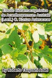 Faculdade de Ciências Farmacêuticas
Universidade de São Paulo

"Acanthospermum australe (Loefl.) O. Kuntze, conhecido popularmente no Brasil como carrapichinho pertence à família Asteraceae e é utilizado na medicina popular como hepatoprotetora, diaforética, antiblenorrágica, antimalárica, entre outras funções. O objetivo do presente trabalho foi estudar a espécie sob o aspecto botânico, químico e farmacológico."