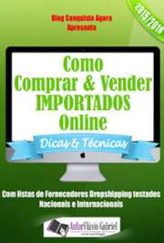 Aprenda o caminho certo e honesto para uma nova fonte de renda, trabalhando honestamente com a revenda de produtos importados online de diversos tipos e categorias, aprendendo sobre:

•	Técnicas e segredos de como vender com lucros de até 300%
•	As varias formas de vender importados online
•	Links de vídeos privados de aulas grátis de importação
•	Como escolher o melhor frete
•	Listas testadas de fornecedores nacionais e internacionais
•	Como pagar a menor taxa da alfândega ou não pagar
•	Como vender com ou sem fazer estoque
•	Erros a evitar

Conquiste sua liberdade financeira agora.