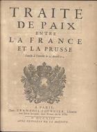 FRANCA. Tratados, etc., 1713<br/>Traité de paix entre la France et la Prusse. Conclu à Utrecht le 11. Avril 1713. - A Paris : chez Francois Fournier, Libraire, ruë Saint-Jacques, aux Armes de la Ville, 1713. - 23 p. ; 4º (19 cm)