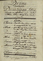 METASTASIO, Pietro, 1698-1782<br/>Drama intitulado Demetrio em Siria / composta em italiano pelo Senhor Abbade Pedro Matastacio, Poeta Cezareo 1795. - [3], 45 f., enc. ; 21 cm