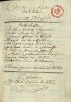 GOLDONI, Carlo, 1707-1793<br/>Comedia nova intitulada O homem vencedor / He de Goldoni ; e traduzida por A. J. de Paula 1782 Out. 16. - [1], 65 f., enc. ; 21 cm