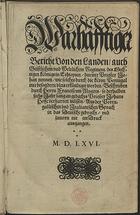 ALVARES, Francisco, 1470-1540<br/>Washafftiges Beritht Von den Landen auch Geistlichem und Weltlichem Regiment des Dechtigen Königs in Ethiopien... / beschrieben durch herrn Franciscum Aluares. - Eisleben : Joachin Heller, 1566. - [10], 444 p. : il. grav. ; 2º (32 cm)