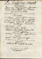 PALOMBA, Giuseppe, fl. 1765-1825<br/>La ballarina amante : drama jocozo em muzica para se reprezentar em o Real Theatro de S. Carlos este anno de 1793 / [Giuseppe Palomba] 1793 Out. 4. - [1], 30 f., enc. ; 21 cm