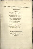 VASCONCELOS, Diogo Mendes, 1523-1599<br/>Epigramma / auctore Iacobo Menoetio Vasconcello nomini celsitudiniq[ue] eius addictissimo. - [¿?vora : Martim de Burgos?, ca 1590]. - [1] f. ; 2º (32 cm)