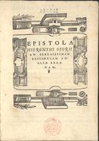 OSORIO, Jerónimo, 1506-1580<br/>Epistola Hieronymi Osorij ad serenissimam Elisabetam Angliae reginam. - Olysippone : apud Ioannem Blauium, 1562. - [2 br., 39, 3 br.] f. ; 4º (20 cm)