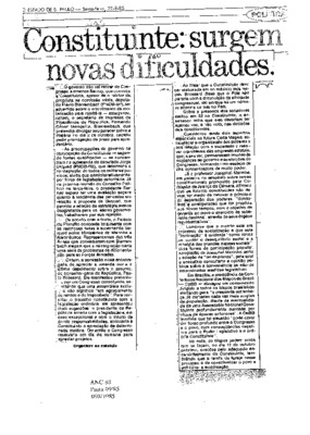 <BR>Data: 27/09/1985<BR>Fonte: Jornal da Tarde, São Paulo, nº 6083, 27/09 de 1985<BR>Endereço para citar este documento: ->www2.senado.leg.br/bdsf/item/id/110161