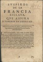 Suspiros de la Francia esclava, que aspira a ponerse en libertad. - [S.l. : s.n.], 1698. - 16 p. ; 21 cm