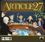 
						Article 27 ??? The UN Security Council é um jogo sobre o (sim!) artigo 27 da Carta das Nações Unidas, que inclui essas duas disposições:<br />
<br />
1. Cada membro do Conselho de Segurança terá um voto.<br />
2. Decisões do Conselho de Segurança, em questões processuais, serão tomadas pelo voto afirmativo de nove membros.<br />
<br />
Neste jogo de negociação, cada jogador representa um membro do Conselho de Segurança da ONU e apresentam ou são apresentados com diferentes propostas.<br />
Em cada rodada, um jogador age como o Secretário-Geral da ONU, e apresenta uma proposta ao Conselho, presidindo um período de negociação, que não dura mais do que cinco minutos. A proposta afetará cinco questões ??? exemplo de moeda, militares ??? de várias maneiras, e cada jogador tem um documento secreto para a rodada que lhe diz como uma mudança em cada edição vai afetá-lo. Todos os jogadores abertamente negociam sobre o que eles precisam em termos de pontos e subornos para votar nesta proposta.<br />
Depois de, no máximo, cinco minutos, o Secretário-Geral fecha negociações por bater o martelo de madeira, em seguida, os jogadores votam sim ou não sobre a proposta. Qualquer voto ???não??? mata a proposta, como no Conselho das Nações Unidas de Segurança real ??? mas vetar uma proposta custa pontos do jogador, então ele pode preferir procurar ofertas que lhe permitam dizer ???sim???. As pontuações para o Secretário-Geral são um bônus quando sua proposta for bem sucedida.<br />
Depois que cada jogador serviu como secretário-geral uma vez (duas vezes em um jogo de três jogadores), cada jogador marca com base no dinheiro do suborno e os pontos marcados a partir das cartas de propostas.					
				 -  Jogos de Estratégia; Jogos Familiares -  Negociação; Expansão para Jogo Base; Jogo Festivo; Humor -  Votação; Controle/Influência de Área; Marcadores e Hexágonos; Rolagem de Dados