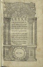 PORTUGAL.. Leis, decretos, etc.<br/>Leys e prouisoes que elRey dom Sebastiã nosso senhor fez depois que começou a gouernar. - Em Lixboa : per Frãcisco Correa, 1570. - [8], 223 [i.é 195], [1 br.] p. ; 8º (15 cm)