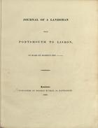 Journal of a landsman from portsmouth to Lisbon, on board his majestyªs ship. - London : published by Thomas Mª Lean, 1831. - 26 p. : il., grav. color. ; 36 cm
