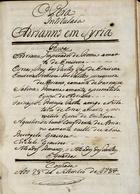 METASTASIO, Pietro, 1698-1782<br/>Opera intitulada Adrianno em Syria / [Pietro Metastasio] 1784 Set. 28. - [1], 36 f., enc. ; 21 cm