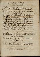 Comedia intitulada O creado de si mesmo 1788 Mar. 8. - [1], 57 f., enc. ; 21 cm