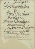 MARTINUS, Polonus, O.P. ?-1279,<br/>Chronicon Pontificum et Imperatorum / [Martinus Polonus] [1276-1325]. - [2] f. papel, [98] f. (23 linhas) : pergaminho, il. color. ; 180x128 mm