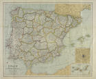 Spain and Portugal. - Escala [ca 1:2100000], 25 Spanish Leagues, 20 - One Degree = [6,5 cm]. - London. - Liverpool : The London Geographical Institute : George Philip & Son, [1912]. - 1 mapa : color. ; 61x50 cm, dobr. 19x20 cm, colado em capa