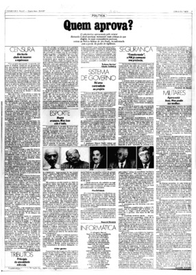 <BR>Data:  2//0/1987<BR>Fonte: Jornal da tarde, São Paulo, nº 6695, p. 7, 23/09 de 1987<BR>Endereço para citar este documento: -www2.senado.leg.br/bdsf/item/id/186931->www2.senado.leg.br/bdsf/item/id/186931