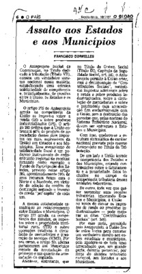 <BR>Data: 10/07/1987<BR>Fonte: O Globo, Rio de Janeiro, 10/07/ de 1987<BR>Endereço para citar este documento: -www2.senado.leg.br/bdsf/item/id/186939->www2.senado.leg.br/bdsf/item/id/186939