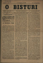 O bisturi : periodico quinzenal dirigido por alunnos do Instituto dAgronomia e Veterinaria. - A. 1, nº 1 (9 Dez. 1897) - nº 10 (15 Abr. 1898). - Lisboa : Typ. Nunes, 1897-1898. - 37 cm
