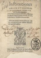 CLENARDO, Nicolau, 1495-1543<br/>Institutiones absolutissimae in linguam Graecam. - Parisiis : apud Christianum Wechelum, 1543. - 8º