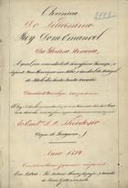 GOIS, Damião de, 1502-1574<br/>Chronica do felicissimo Rey Dom Emanuel da gloriosa memoria... / Damião de Goes coligio, & compos de novo ; El Rey... a mandou ver por o seu Coronista Mòr João Baptista Lavanha, & està conforme a que o auctor acima mandou imprimir... - Em Lisboa : por Antonio Alvarez impressor, & mercador de livros, e feita a sua custa, 1619. - [2], 345 [i.é 347], [1] f. ; 2º (29 cm)