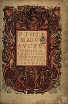PTOLOMEU, ca 90-ca 168<br/>Ptolemaeus auctus restitutus emaculatus cum tabulis veteribus ac novis. - Argentorati [i. e. Estrasburgo] : Literia excepti Joannes Scotus, 1520. - 1 atlas, 56 f., [41] fól. mapas ; 45 cm