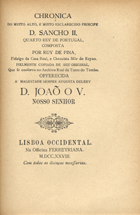 PINA, Rui de, 1440?-1522?<br/>Chronica de El-Rei D. Sancho II / Ruy de Pina. - Lisboa : Escriptorio, 1906. - 56 p. ; 18 cm. - (Bibliotheca de clássicos portuguezes ; 53)