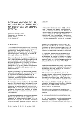 <BR>Data: 07/1986<BR>Fonte: Ciência da informação, v. 15, n. 2, p. 155-158, jul./dez. 1986.<BR>Endereço para citar este documento: -www2.senado.leg.br/bdsf/item/id/201036->www2.senado.leg.br/bdsf/item/id/201036