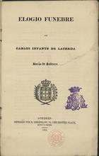 GARRETT, Almeida, 1799-1854<br/>Elogio funebre de Carlos Infante de Lacerda, Barão de Sabrozo. - [1ª ed.]. - Londres : R. Greenlaw, 1830. - 7 p. ; 22 cm