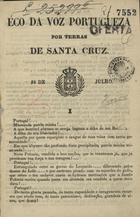 CASTILHO, António Feliciano de, 1800-1875<br/>Eco da voz portugueza por terras de Santa Cruz / A. F. Castilho. - Rio de Janeiro : Typ. de M. A. da Silva Lima, 1847. - 8 p. ; 20 cm