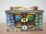 
						?? possível discos voadores e raios da morte vencer tanques, bombas e soldados? Descubra com o Army vs Aliens, o primeiro jogo da série Army vs Aliens, onde cada jogo pode ser jogável por si só e ao mesmo tempo permitindo que qualquer facção de um jogo possa ser jogada contra qualquer facção de outro jogo, ou em vários conjuntos combinados para jogos em equipe ou desafios tipo -O ??ltimo Homem em Pé-.<br />
<br />
Nesse divertido jogo de invasão alienígena, você pode escolher se você quer lutar contra forças alienígenas como o exército ou se você quer ser os alienígenas que tentam conquistar a Terra. <br />
<br />
No jogo, os jogadores rolam os dados para definir o seu poder - cada exército tem um tipo de dados de seis faces - para que eles possam destruir dados dos outros jogadores nos turnos seguintes. Os dados usados ??????são colocados em uma pilha de descarte, onde eles podem ser mais tarde ser reagrupados (re-rolados) para restabelecer seu poder. Os dados são classificados em potência e pode destruir qualquer dado de nível igual ou menor, mas o dado de maior valor têm habilidades especiais, por exemplo, Bombas Atômicas no lado do Exército que destroem quase tudo, se você conseguir três delas. Na vez de um jogador, ele tem três opções: (1) Ataque com um dado existente, (2) reagrupar um ou todos os dados (incluindo os ativos) ou (3) usar um poder especial. <br />
<br />
Se passar cinco rodadas sem nenhum jogador marcar pontos, o jogo termina e o jogador que tem a maioria dos dados na sua zona de pontuação ganha.					
				 -  Jogos Familiares -  Jogo de Dados; Jogo de Cartas; Negociação; Política -  Rolagem de Dados; Negociação; Controle/Influência de Área; Jogadores com Diferentes Habilidades