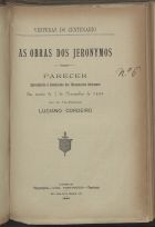 CORDEIRO, Luciano, 1844-1900<br/>As obras dos Jeronymos : parecer apresentado à Commissão dos Monumentos Nacionaes em... 1895 / Luciano Cordeiro. - Lisboa : Casa Portugueza, 1895. - 27 p. ; 25 cm