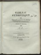 Tableau synoptique des priviléges accordes aux français etablis en Portugal et dans les domaines de sa dependence / trad. du portugais par A. J.. - Lisbonne : Viuva de Henriques e Filhos, 1843. - 15, [1] p. ; 20 cm