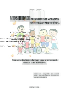 <BR>Data: 2005<BR>Conteúdo: Deficiência física: relacionamento. O uso de muletas. O uso de cadeira de rodas. A pessoa usuária de cadeira de rodas no ônibus -- Paralisia cerebral: Relacionamento -- Deficiência auditiva: Relacionamento. Alfabeto de LIBRAS -