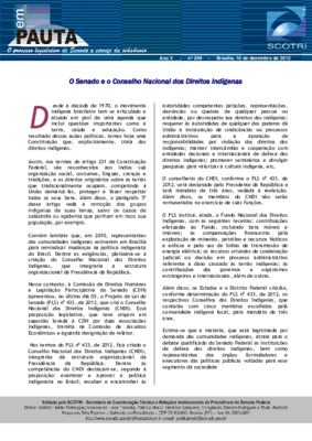 <BR>Data: 16/12/2012<BR>Fonte: Em Pauta : O processo legislativo do Senado a serviço da cidadania, n. 249, 16 dez. 2012.<BR>Endereço para citar este documento: ->www2.senado.leg.br/bdsf/item/id/243123