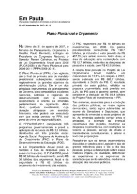 <BR>Data: 03/09/2007<BR>Fonte: Em Pauta : O processo legislativo do Senado a serviço da cidadania, n. 18, 03 a 07 set. 2007<BR>Endereço para citar este documento: -www2.senado.leg.br/bdsf/item/id/82015->www2.senado.leg.br/bdsf/item/id/82