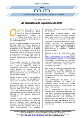 <BR>Data: 10/03/2008<BR>Fonte: Em Pauta : O processo legislativo do Senado a serviço da cidadania, n. 36, 10 a 14 mar. 2008<BR>Endereço para citar este documento: ->www2.senado.leg.br/bdsf/item/id/92439