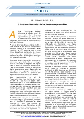 <BR>Data: 22/04/2008<BR>Fonte: Em Pauta : O processo legislativo do Senado a serviço da cidadania, n. 42, 22 a 25 abr. 2008<BR>Endereço para citar este documento: ->www2.senado.leg.br/bdsf/item/id/94740