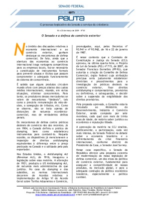 <BR>Data: 16/03/2009<BR>Fonte: Em Pauta : O processo legislativo do Senado a serviço da cidadania, n. 81, 16 mar./20 mar. 2009<BR>Endereço para citar este documento: -www2.senado.leg.br/bdsf/item/id/150696->www2.senado.leg.br/bdsf/item/i