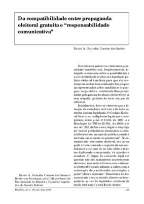 <BR>Data: 01/2004<BR>Fonte: Revista de informação legislativa, v. 41, n. 161, p. 121-123, jan./mar. 2004<BR>Parte de: -www2.senado.leg.br/bdsf/item/id/496893->Revista de informação legislativa : v. 41, n. 161 (jan./mar. 2004)<BR>Responsabilidad
