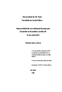   Faculdade de Saúde Pública / Saúde Ambiental Universidade de São Paulo