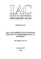 Balanço hídrico, clima, sistema de apoio à tomada de decisão (SSD), WEBGIS, Tecnologias de informação, MAPSERVER, SIG