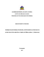  - EDUCAÇÃO EM PERIFERIAS URBANAS - 2004 - Avaliação das atividades antioxidante, antiinflamatória e antitumoral do extrato bruto hidro-etanólico e frações de Bidens pilosa L. (Asteraceae) - UFSC/FARMÁCIA - FARMÁCIA - 2007 - 519