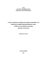  - O papel da associação comercial de Itabira no crescimento e integração das micro e pequenas empresas locais: perspectivas das empresas associadas, dirigentes e parceiros - FEAD/ADMINISTRAÇÃO - ADMINISTRAÇÃO - 2007