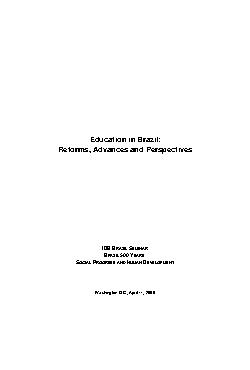 Education in Brazil: Reforms, Advances and perspectives. a ...